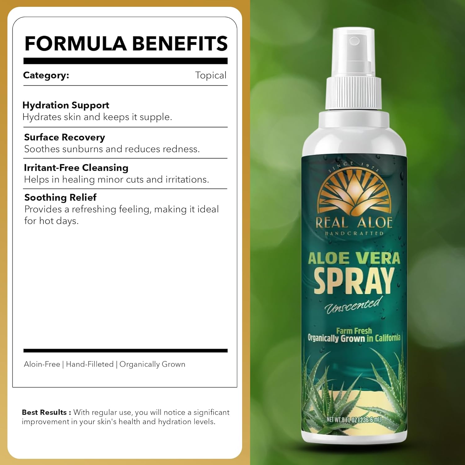 aloe vera spray for plants Aloe Vera Spray - Soothing & Hydrating Spray for Skin | 8 fl oz Bulk